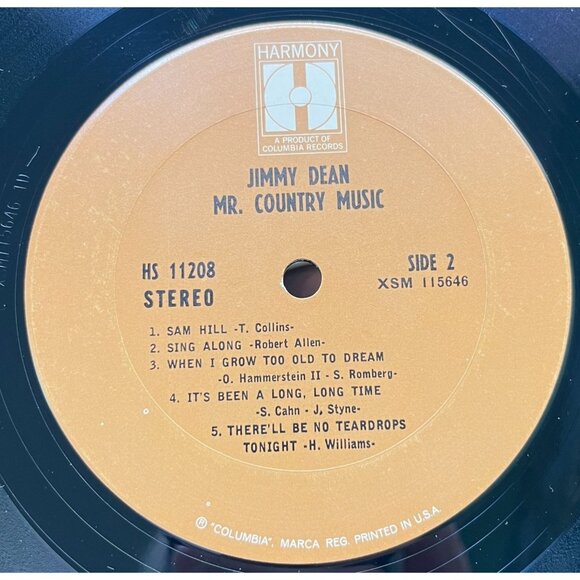Jimmy Dean Mr Country Music Vinyl LP Country Harmony Columbia HS 11208 In Shrink - Picture 3 of 6